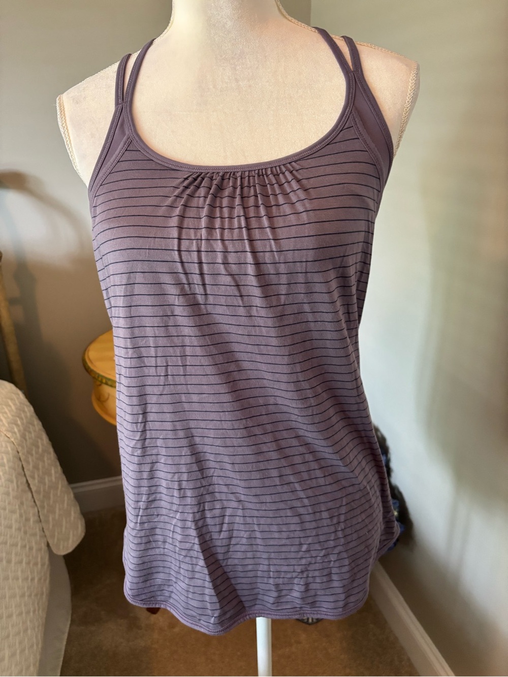 CALIA by Carrie Underwood Purple Striped Double-Strap Tank